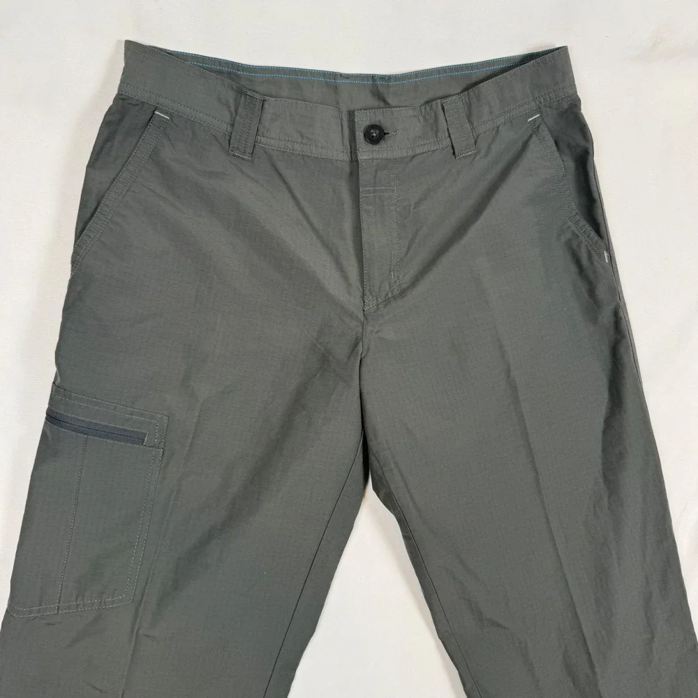 Columbia Mens Gray Ripstop Cargo Hiking Pants 34x32 Outdoor Lightweight Techwear